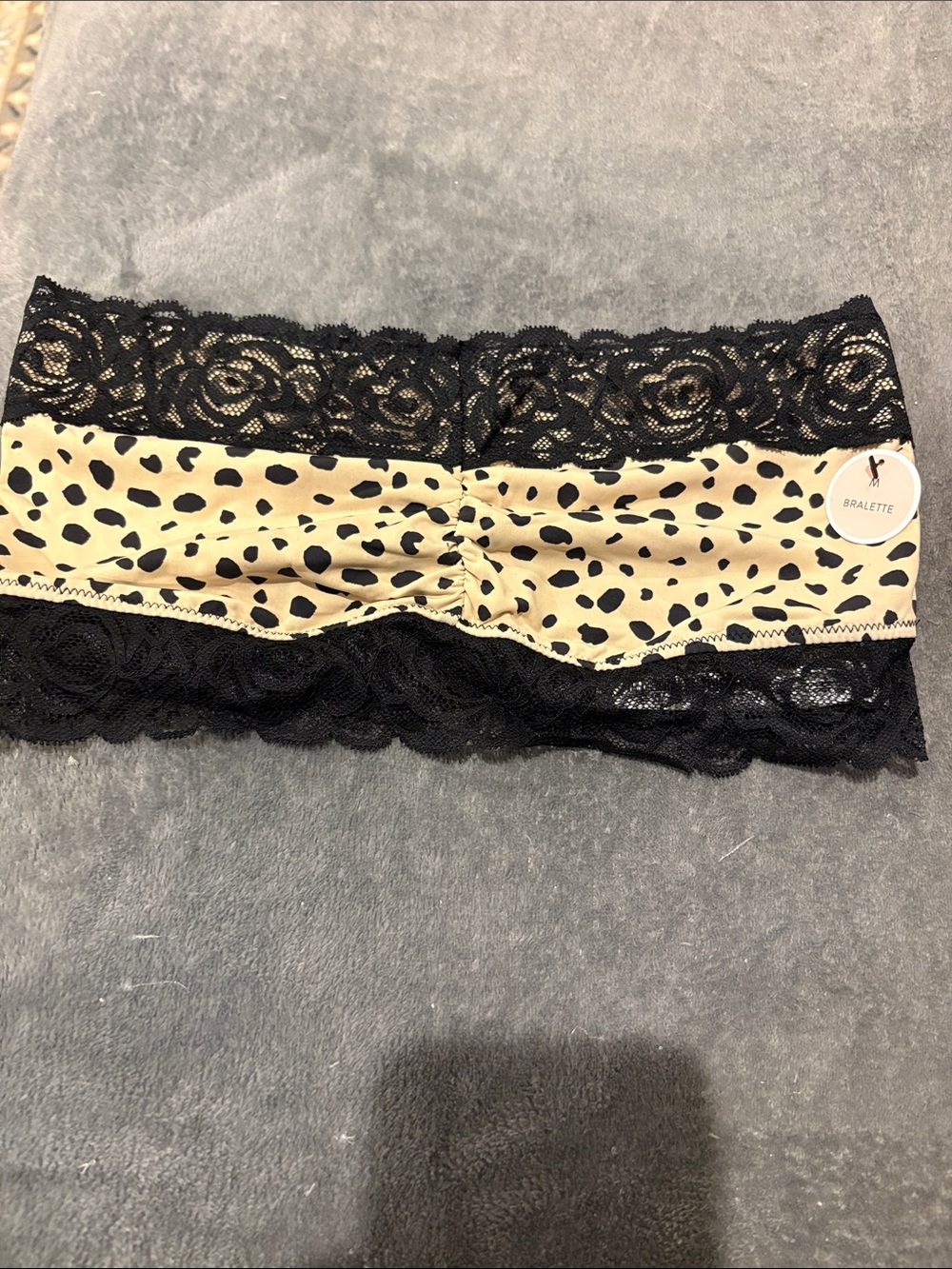 Lace-Trim Leopard Bralette Boyshorts - Black & Cream